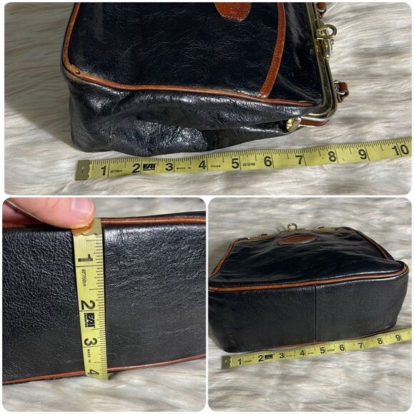 Oroton Australia Leather Vintage Handle Bag in Black/Brown - Picture 8 of 11